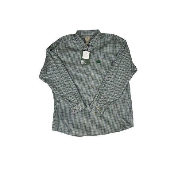 NWT LL Bean Blue/Green 100% Cotton Plaid Button Down Long Sleeve Men's Sz XL - Picture 1 of 2